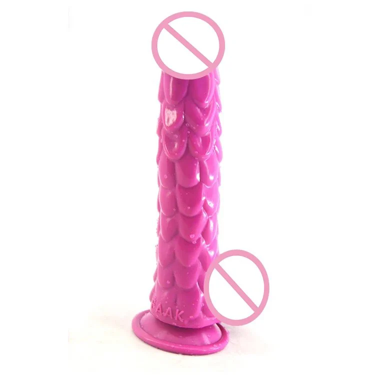 19cm Long Dragon Snake Skin Fish Scale Silicone Dildo Prostatic Massage Dragon Scale Dildo
