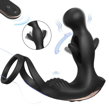 Prostate Massager Anal Male Licking Vibrating Waterproof Anal Plug with Ring for Men