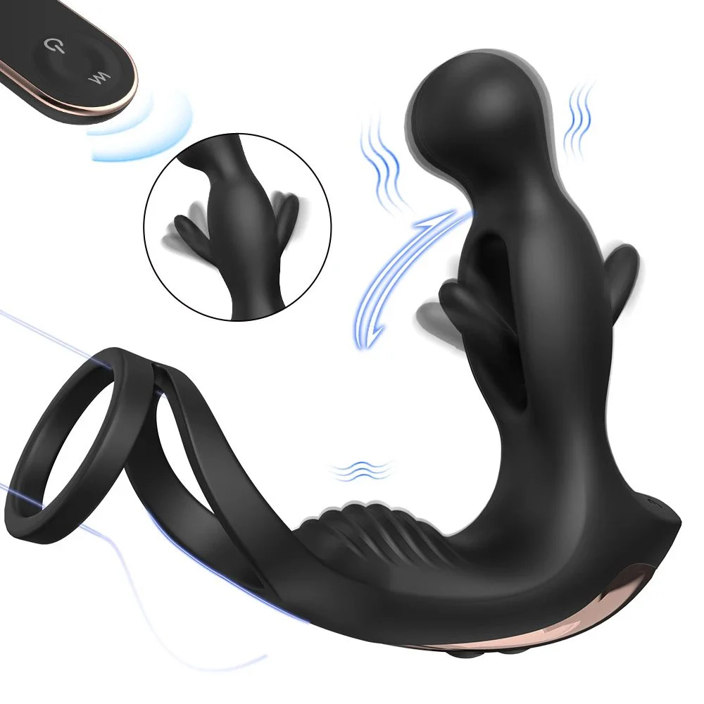 Prostate Massager Anal Male Licking Vibrating Waterproof Anal Plug with Ring for Men