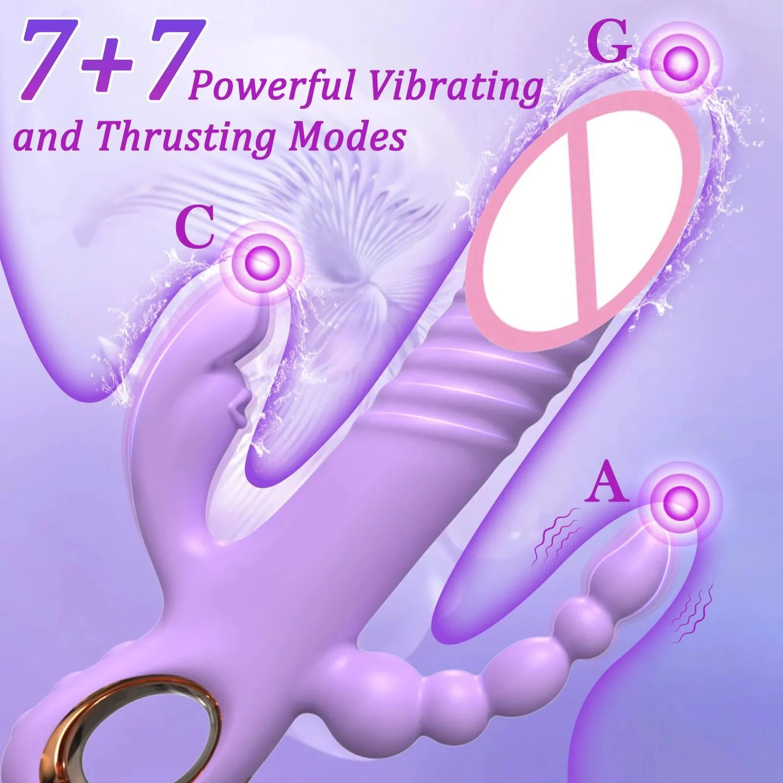 3 in 1 Thrusting Dildo Rabbit Vibrators G Spot Clitoral Stimulation Prostate Massage Women's Anal Beads Vibrator Adult Sex Toys