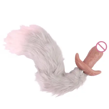 Soft Skin Vibrating Anal with fox Tail &belt Vibrator with 10 Patterns Rechargeable Anal Plug Silicone Sex Toys for Men