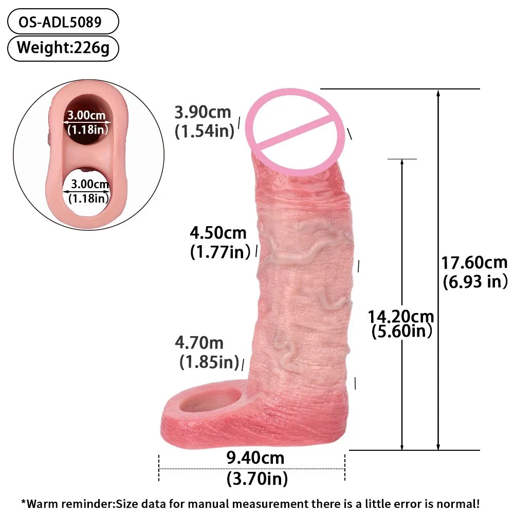 Silicone Penis Sleeve for Men - Realistic Veins and Flesh Color Design Medical-Grade, Effective Lengthening of Penis
