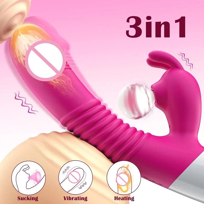Female Masturbation 7 Modes 3 in 1 Heating Vibrating Sex Toys Clitoral Stimulation Sucking Rabbit Vibrator