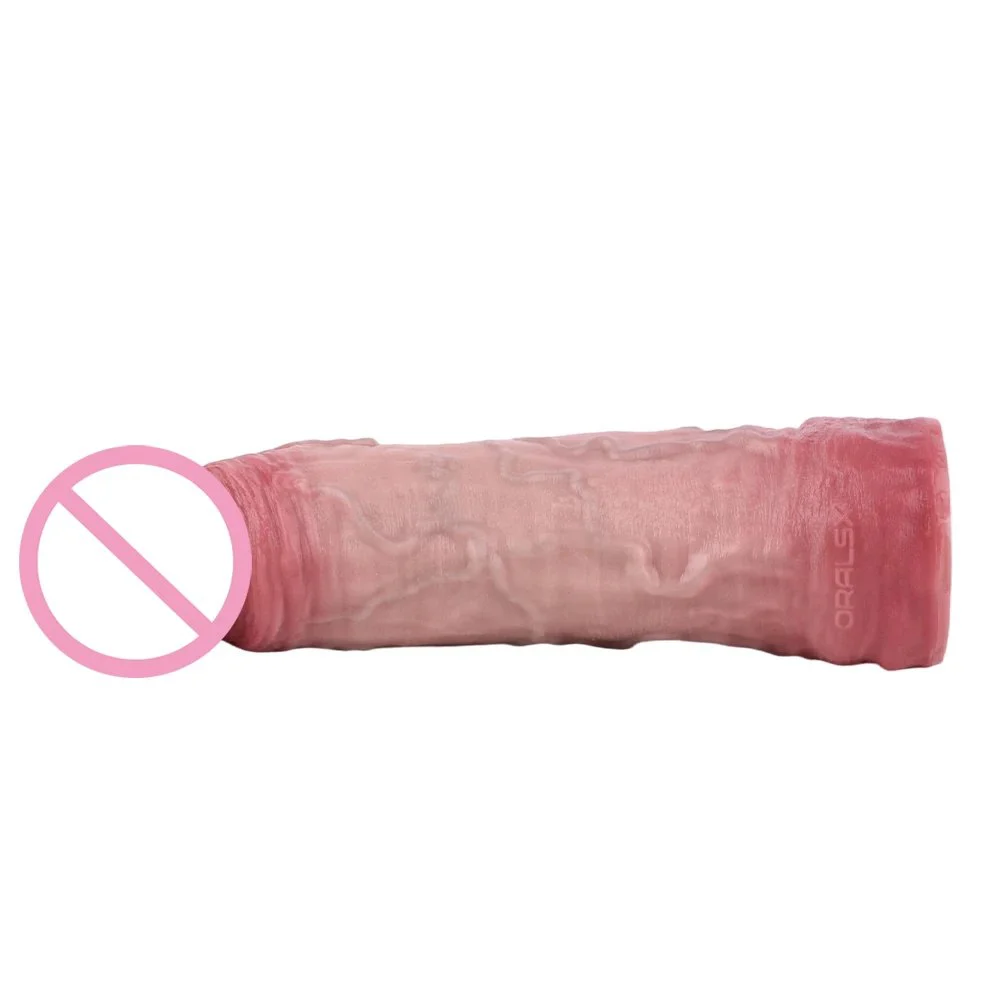 Silicone Realistic Hollow Dildo Penis Sleeve Ring Delay Ejaculation Condom Sex Toy for Men Cock Sheath Enlargement Extender