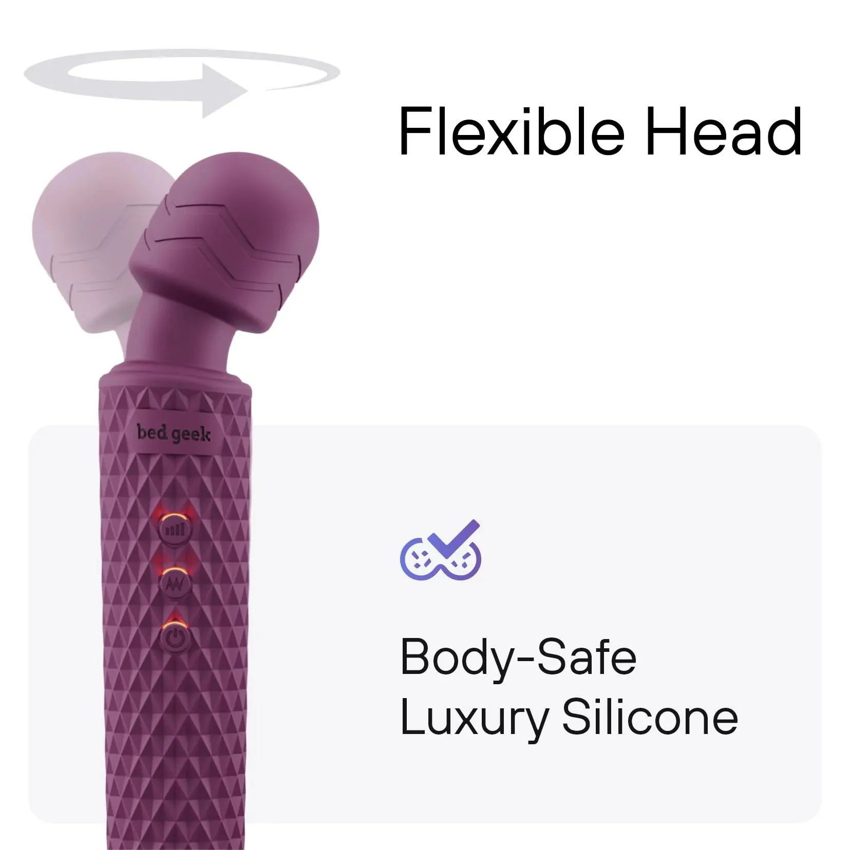 Cordless Personal Massage Wand Waterproof USB Rechargeable Skin-Soft Silicone 20 Vibration Patterns 8 Speed Settings
