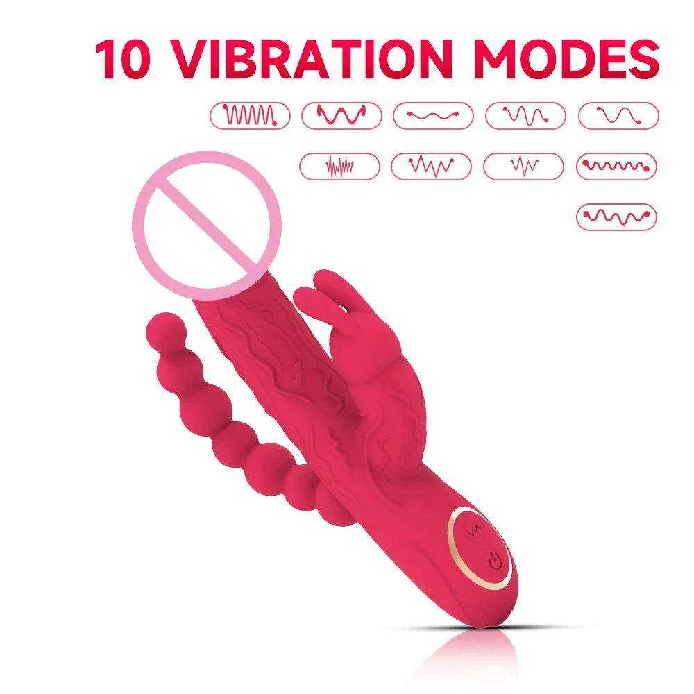 Clitoral Stimulation 10 Frequency Vibration Mode Anal Bead Massager G-spot Simulation Penis Rabbit Vibrator