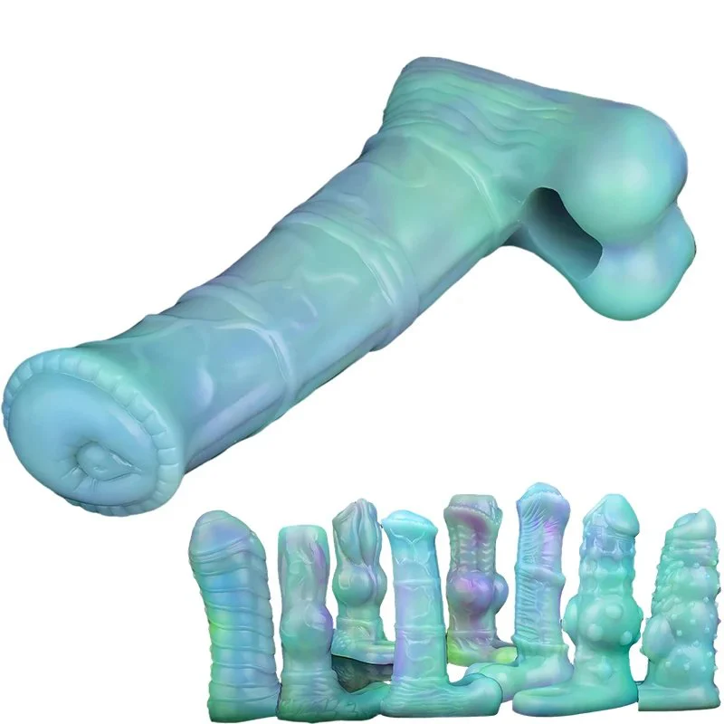 Luminous Lotus Color Realistic Penis Sleeve Extender Soft Silicone Cock Sleeve Dick Enlargement Delay Ejaculation Sex Toys
