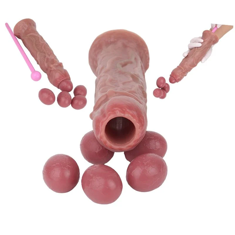 Realistic Dildo Anal Plug Hand-push Ovipositor Sex Toys for Masturbation Lay Eggs Vaginal Dilator Women Sex Toys with Five Eggs