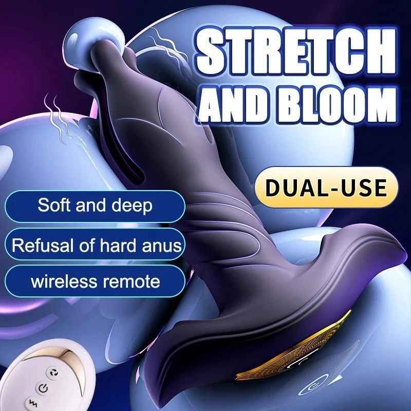 The Flower of Hell Remote Control Expansion Anal Plug Multi Frequency Telescopic Adult Masturbator Backyard Toy