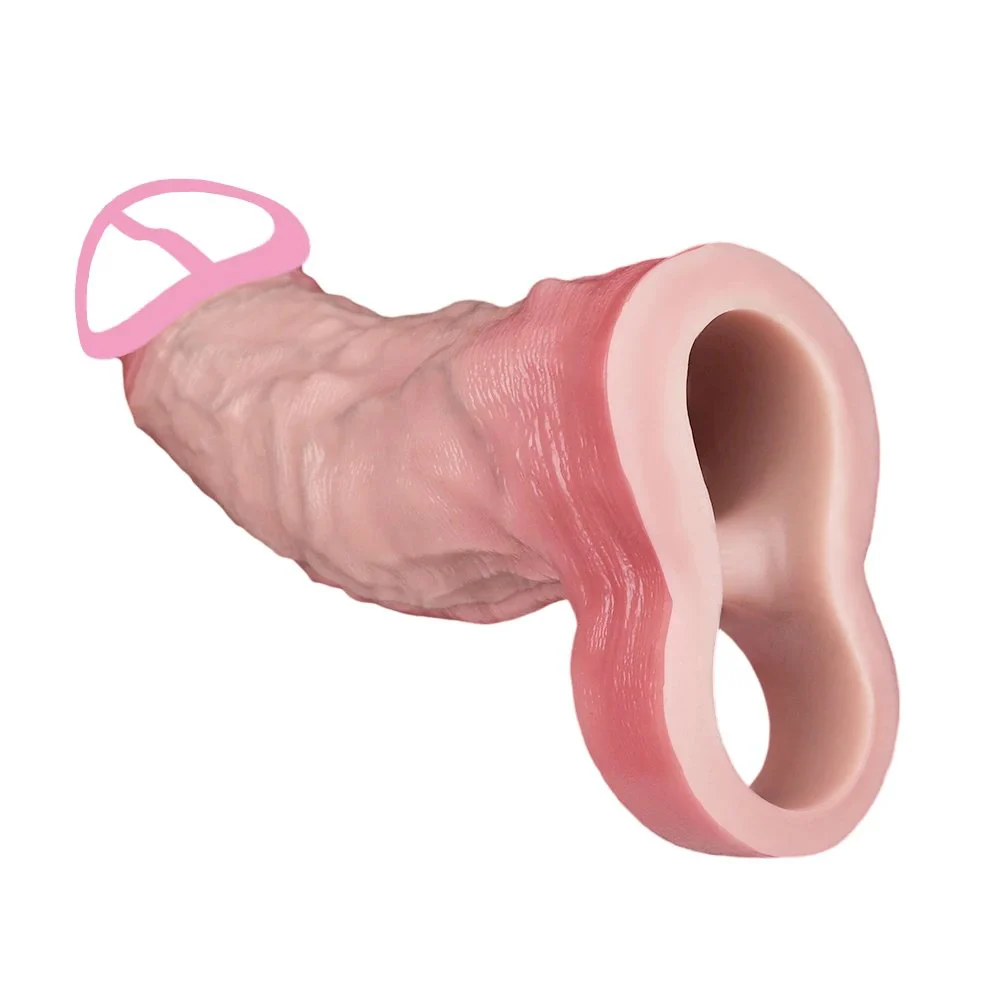 Simulated Silicone Material Vibrating Penis Sleeve Suitable for Male Penis Extender Enhanced Sensation Vibrating Penis