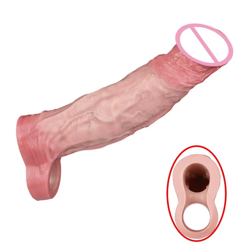 Simulated Silicone Material Vibrating Penis Sleeve Suitable for Male Penis Extender Enhanced Sensation Vibrating Penis