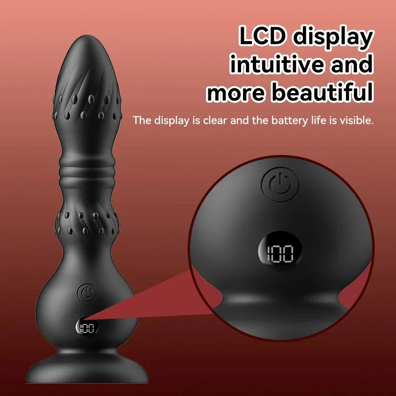 Remote Control Telescopic Silicone Anal Plug Vibrator with 10 Frequency Suction Cup Butt Plug Sex Toys for Women