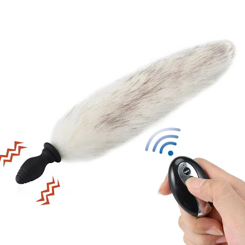 Electro Anal Plug Sex Toys Silicone Remote Control Anal Plug Fox Tail