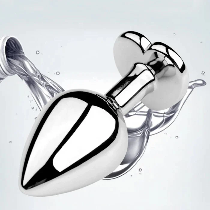 Premium Adult Metal Butt Plug with Heart Shape Silicone Glass Stainless Steel for Anal Sex Toys and Jewelry