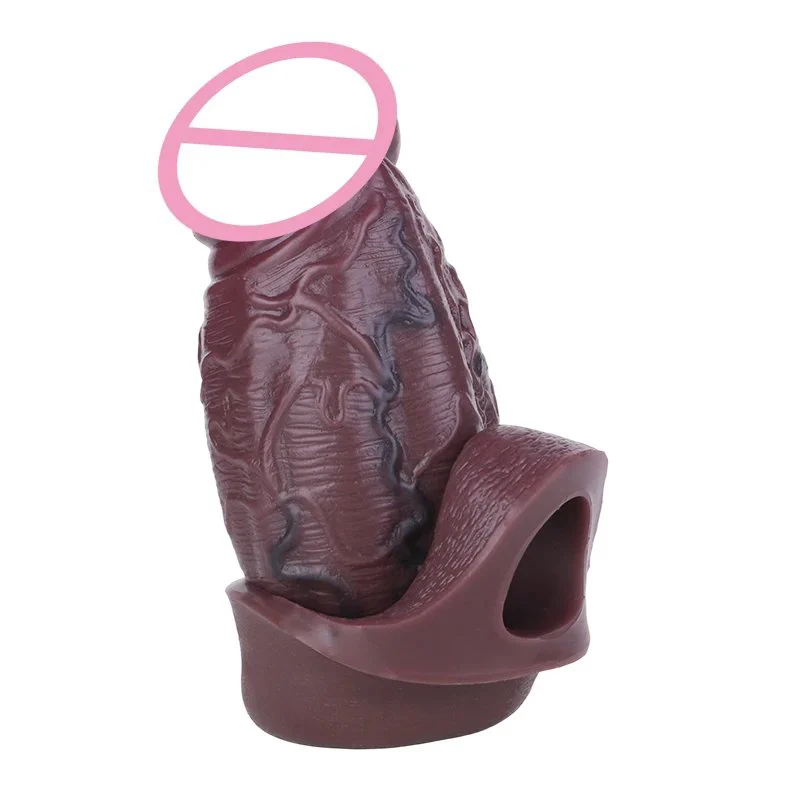 Male Penis Extender Made From Medical-grade Silicone Easy-to-wear Dark Brown Penis Sleeve Intense Sensation Experience