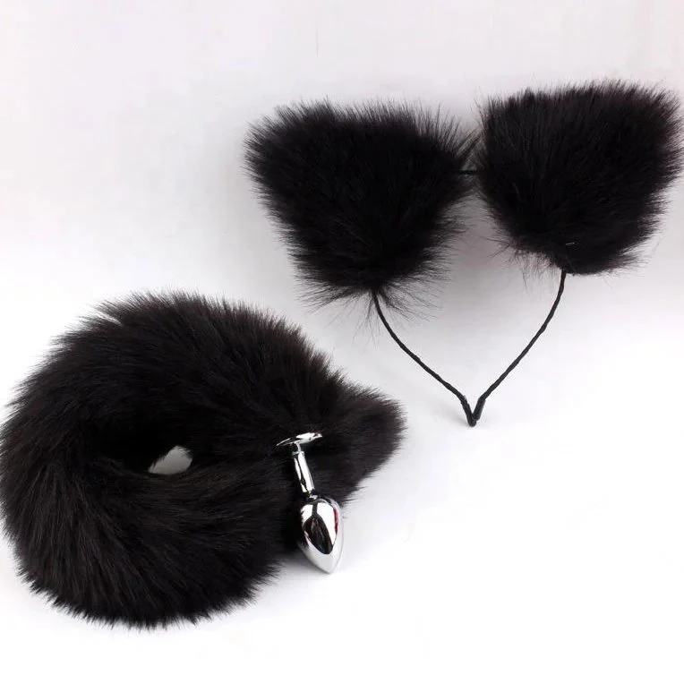 Small Stainless Steel Metal Anal Plug with Bunny Tail for Women-Waterproof Adult Toy