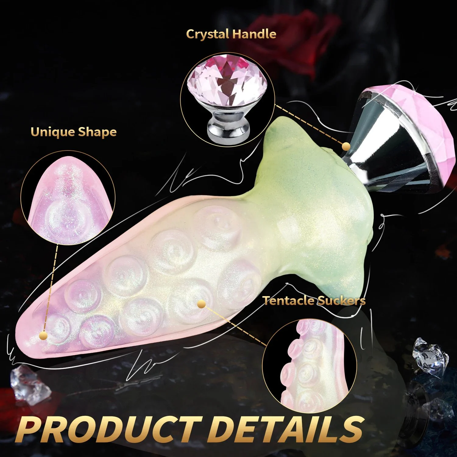 Colorful Liquid Silicone Butt Plug Dilator Curved Base Slender alien Wearable Octopus Tentacle Anal Dildo Sex Products