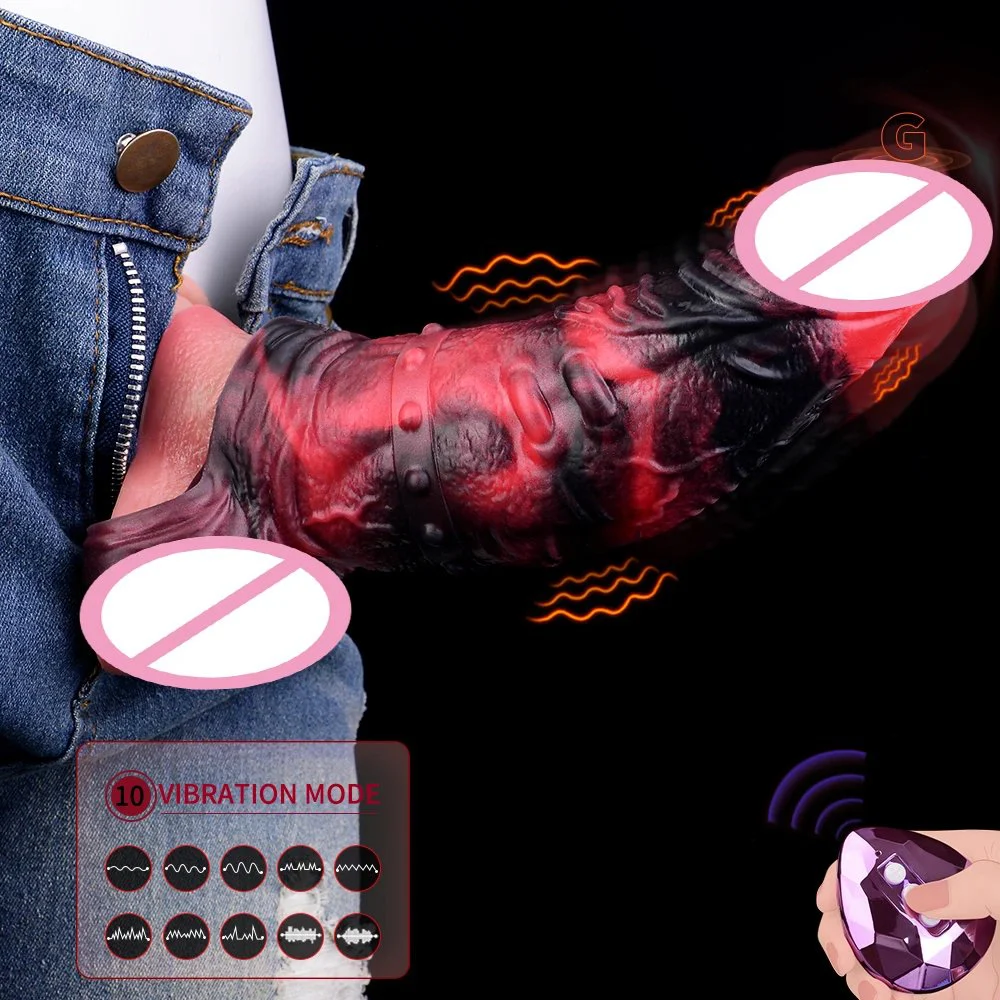 Reusable Soft Fantasy Penis Sleeve with Vibrator New Pressure Feeling Fantasy Dildo Sleeve for Men Sex