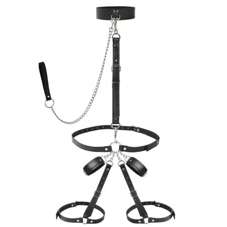 Adjustable Collar Neck to Wrist Game Set Sex Bondage Gear Wrist Thigh Handcuffs BDSM Restraints Set Adult Sex Toys for Couple