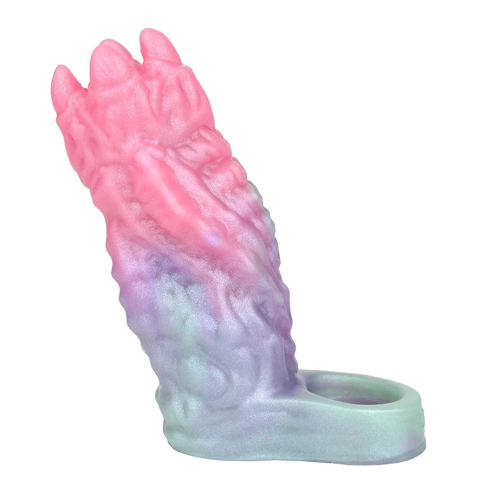 Open Soft Silicone Penis Enlargement Sleeve Galactic Charm Fantasy Monster Dildo Male Penis Extender Sex Toy