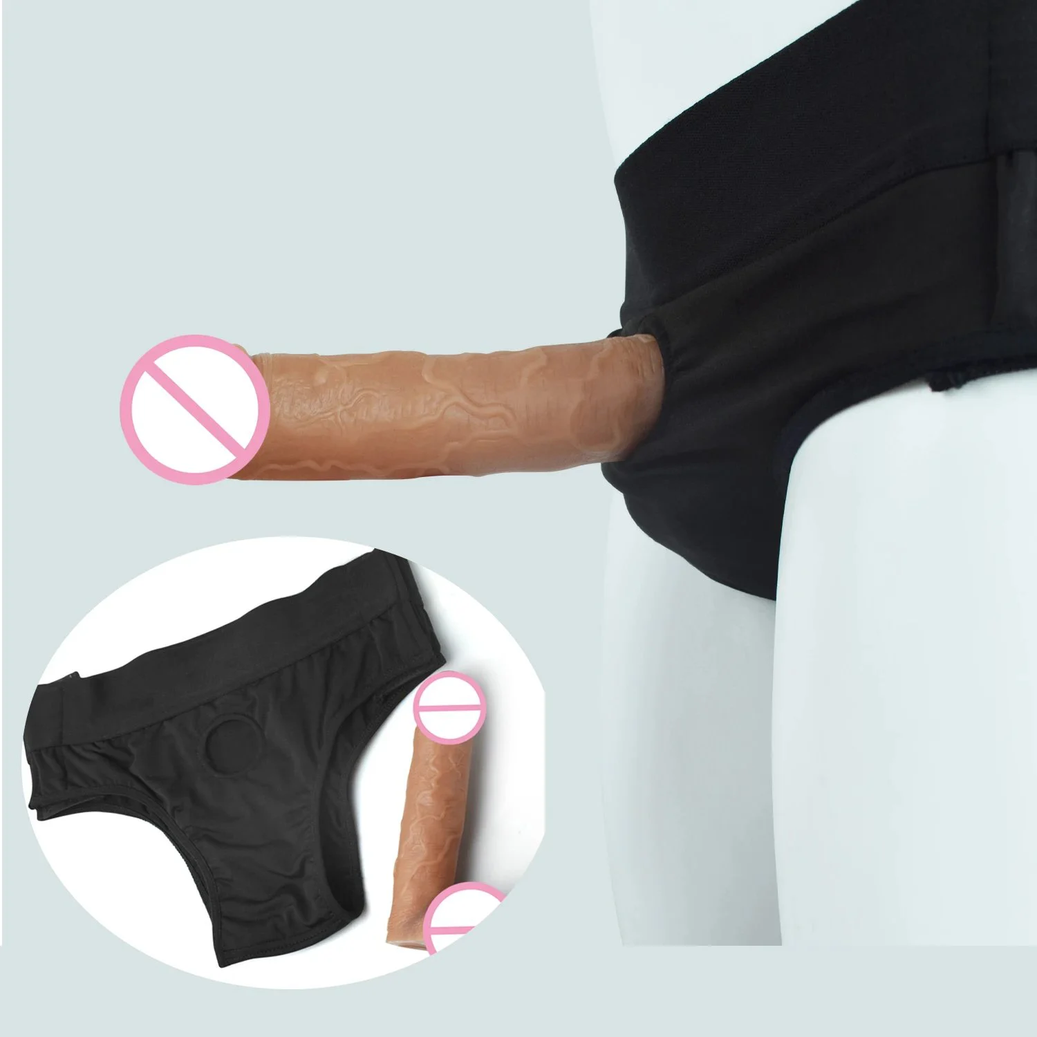 Realistic Soft Silicone Hollow Increase Simulation Penis Soft Penis Sleeves With Belt Strap-On Sex Toys for Man Women