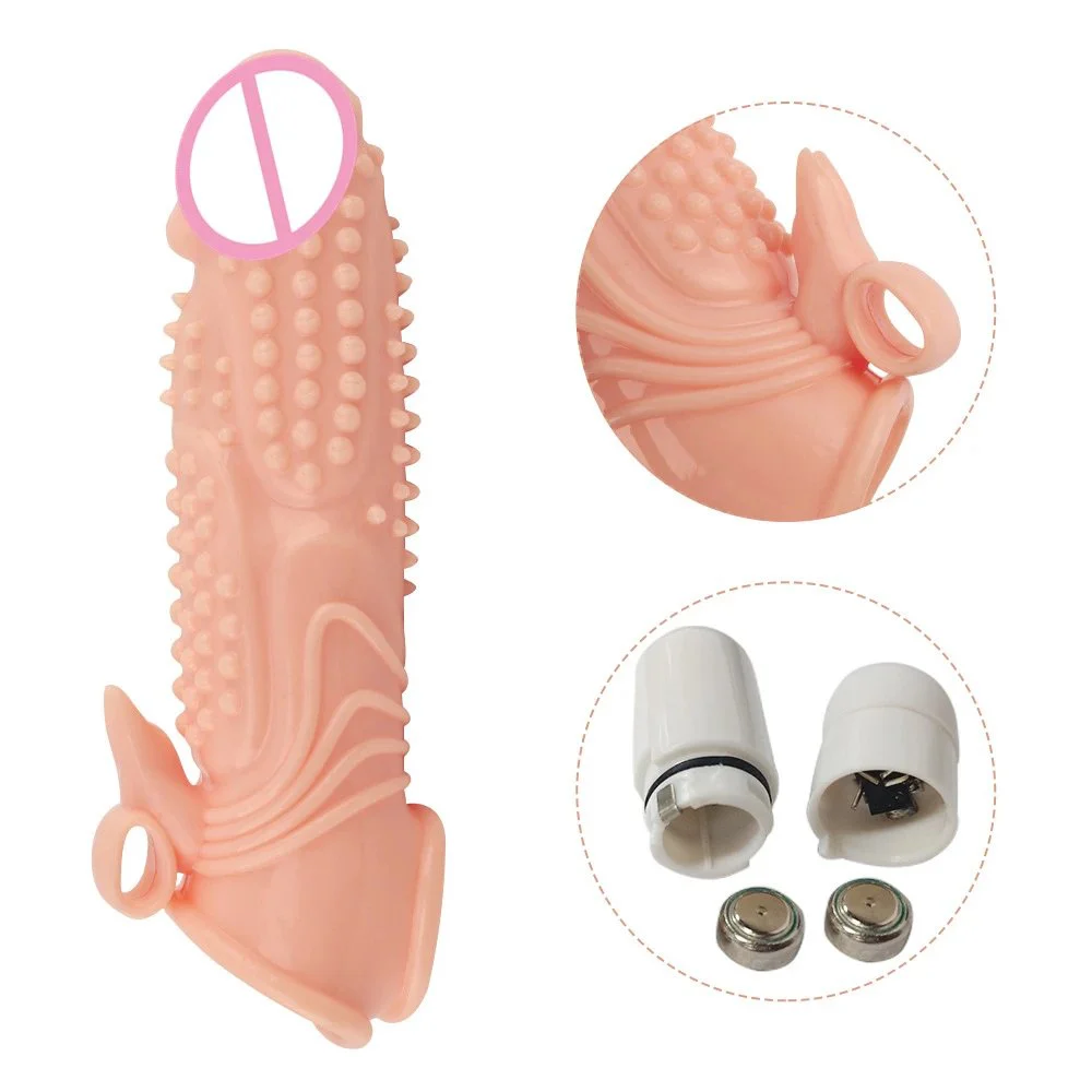 Realistic Spiked Ribbed Dragon Condom for Men Reusable Extend Big Size Vibrating Penis Sleeve