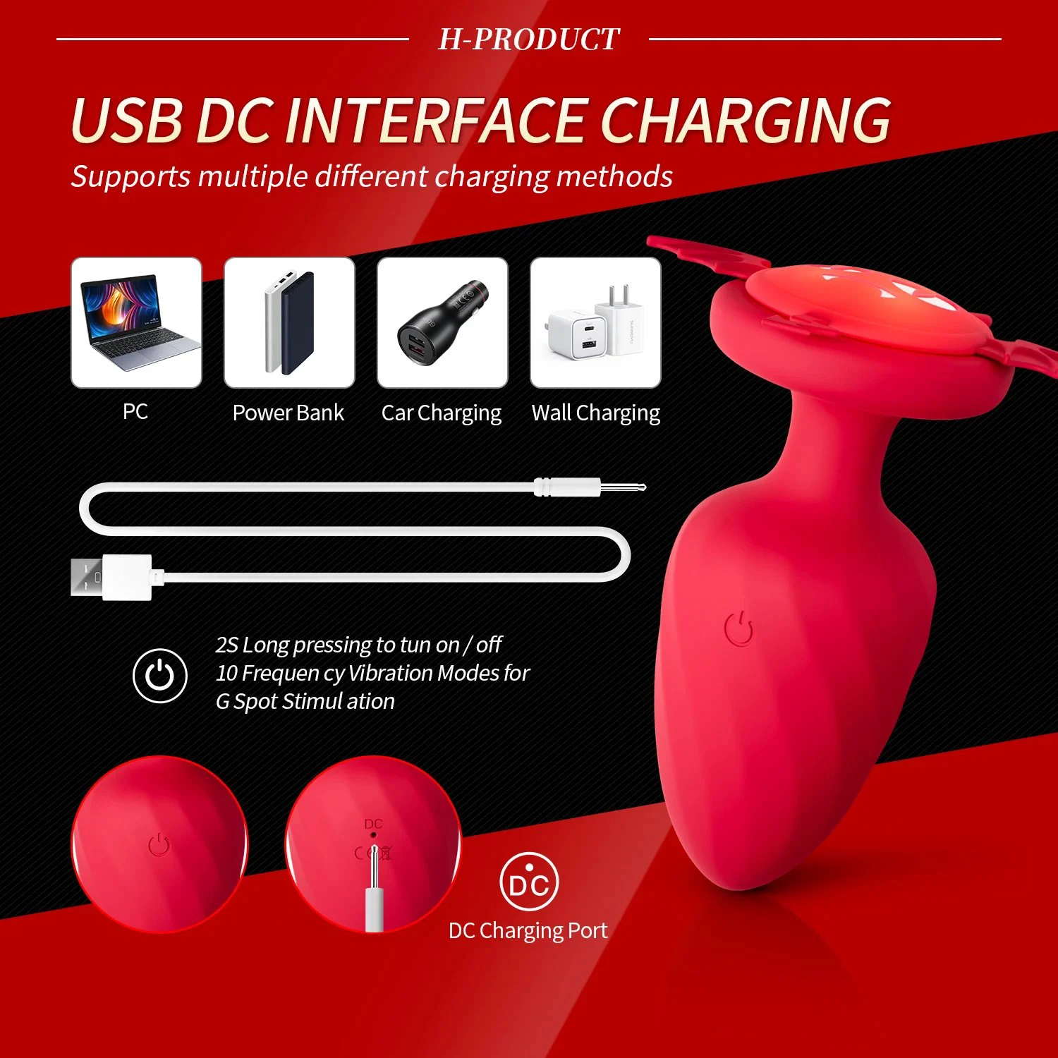 Demon Remote Anal Plug Silicone Anal Plug With Light Female Butt Plug Anal Bead Toys for Male Men Women Colorful Light