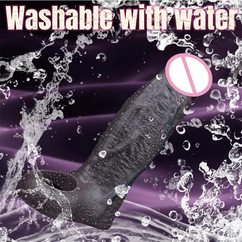 Reusable Male Penis Enlarge Sleeve with Cock Ring,Open-Ended Ultra-Soft Silicone Boost Girth Cock Sheath Penis Enhance Cuff