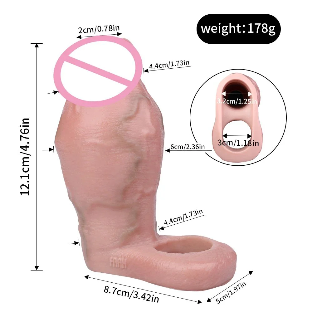 Reusable Penis Sleeve Extender Thick Realistic Cock Sleeve Condom Enlarger for Men
