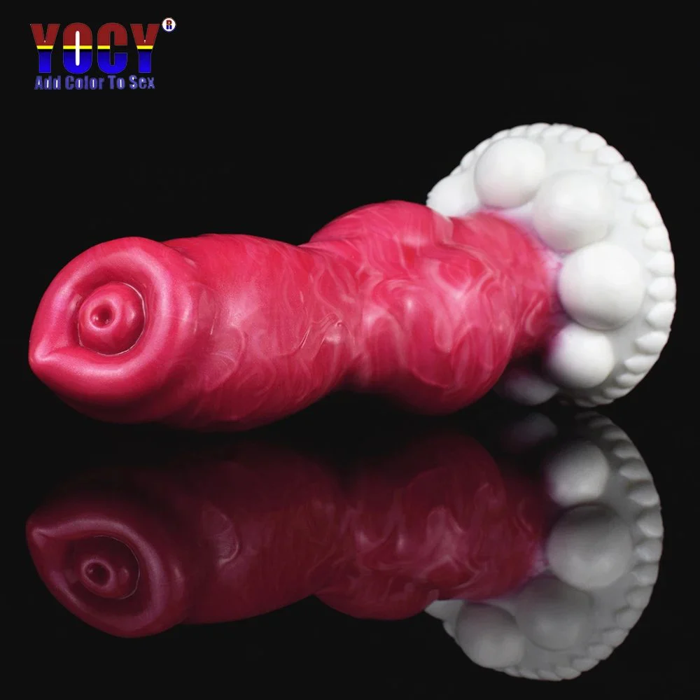 21cm Silicone Animal Penis Realistic Dog Dildo Big Knot Beef Color Clear Veins Anal Plug Women Sex Toy