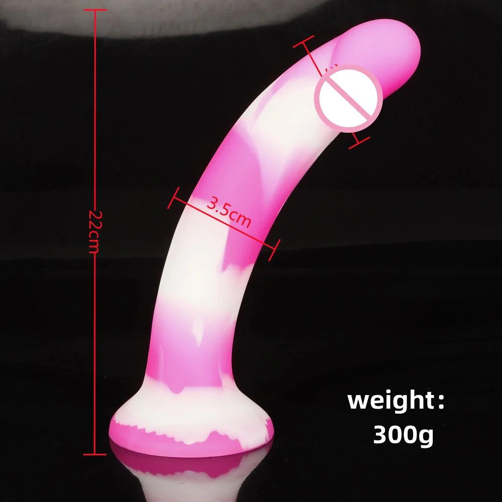 22CM Flexible Soft Color Realistic Liquid Silicone Suction Cup Dildo Sex Toys Women