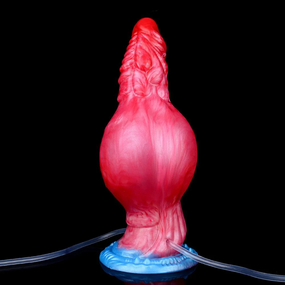 Silicone Sex Toy 9 Inch Fantasy Dragon Inflatable Water Spray Sex Toy with Strong Suction Cup Squirting Dildo Cock