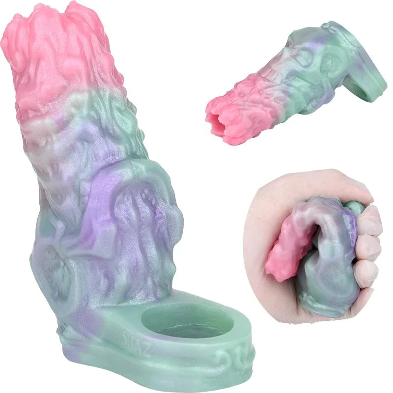 Penis Extender Sleeve Men Penis Enlargement,Silicone Penis Sleeve Enlarger with Cock Ring, Animal Cock Sleeve Men Sex Toy