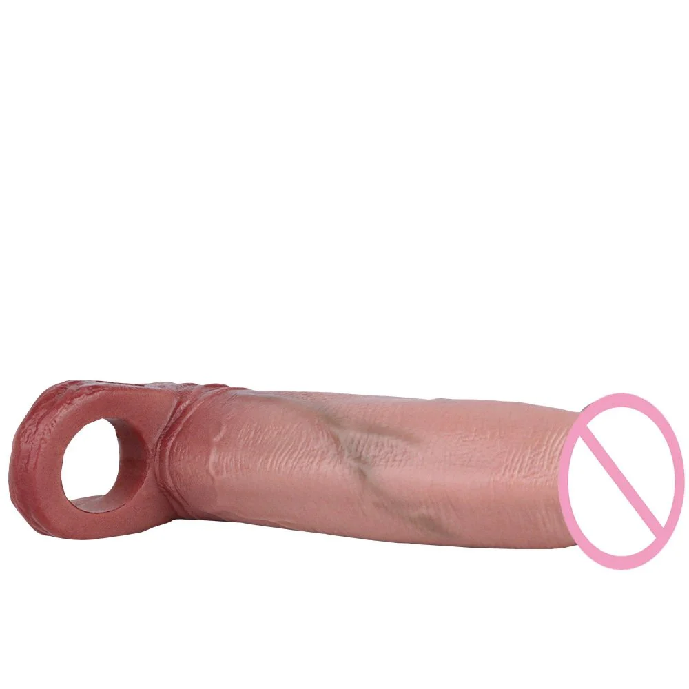 Reusable Realistic Silicone Penis Sleeve Cock Sleeve Extender Penis Ring 6.9 Inch Ultra-Soft Pennis Extender for Couples Sex Toy