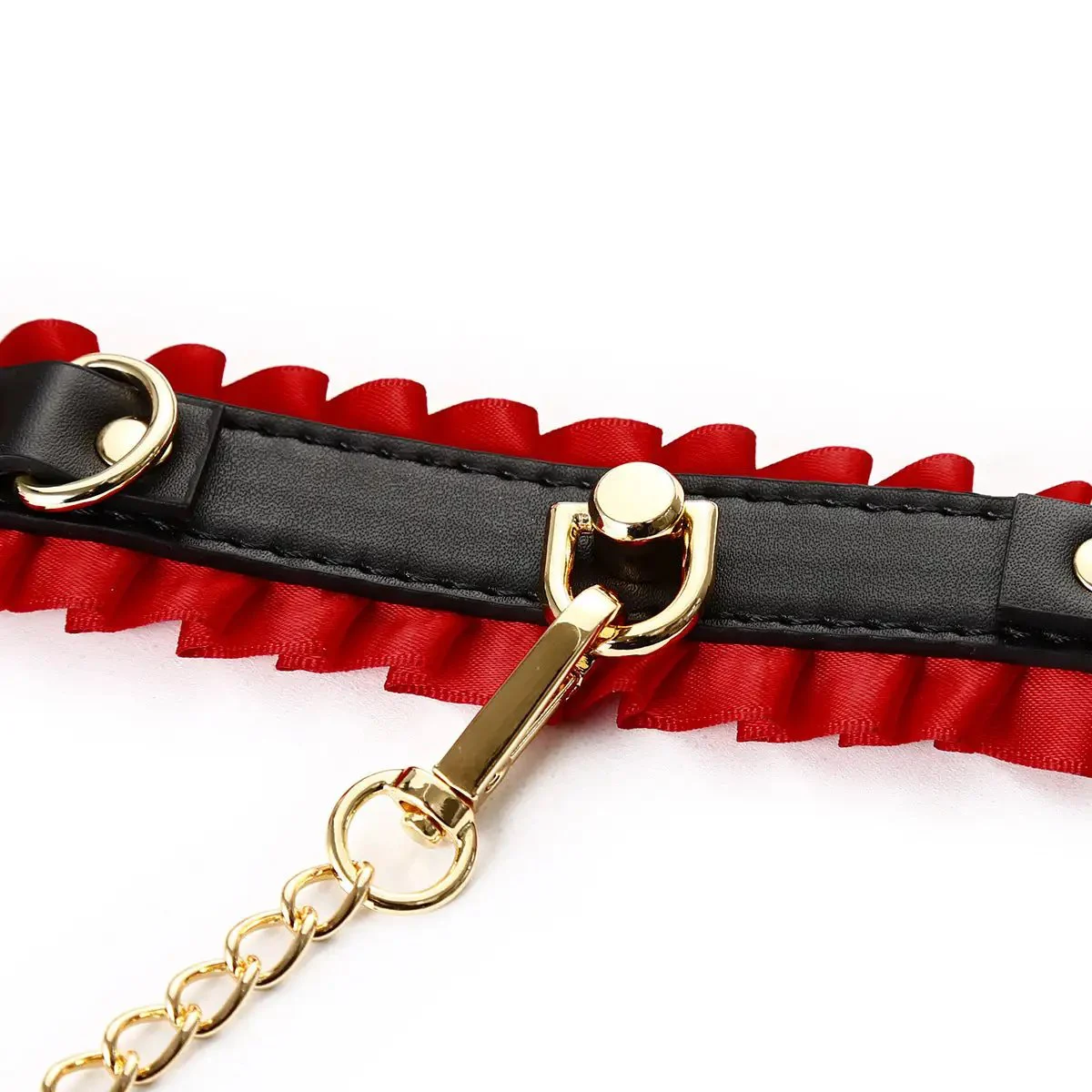 Adjustable Gold Chain Neck Handcuffs BDSM Bondage Restraints Set Adult Game Fetish Slave Handcuffs to Collar for Woman Couples