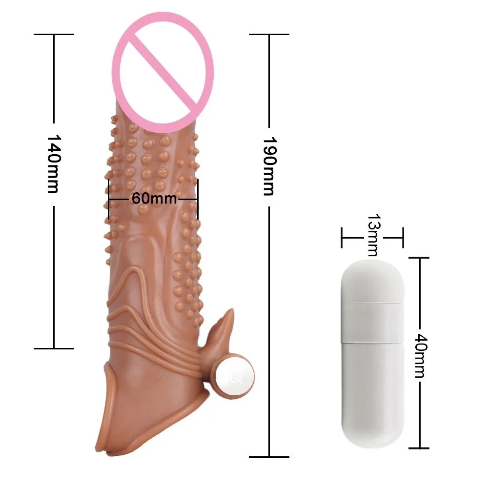 Realistic Spiked Ribbed Dragon Condom for Men Reusable Extend Big Size Vibrating Penis Sleeve