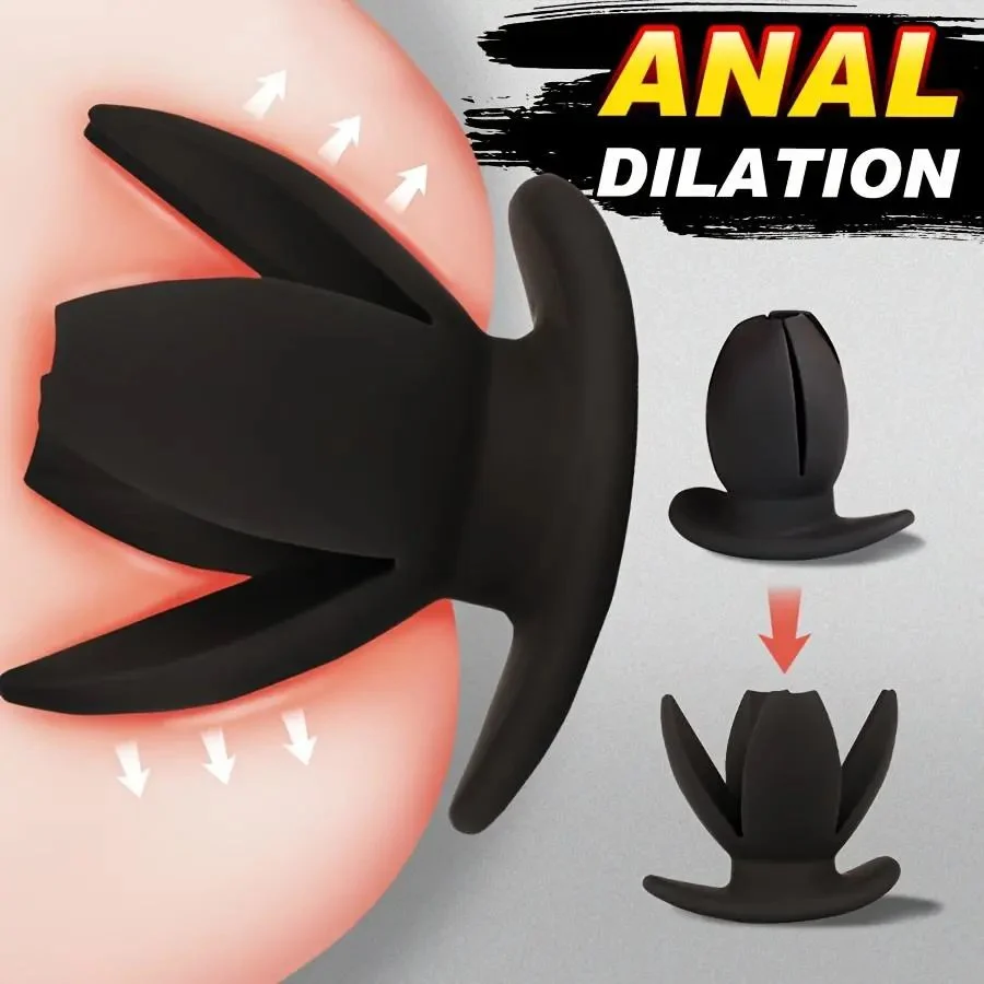 Four-opening Hollow Silicone Anal Expander Anal Plug for Male and Female Anal Alternative Adult Products
