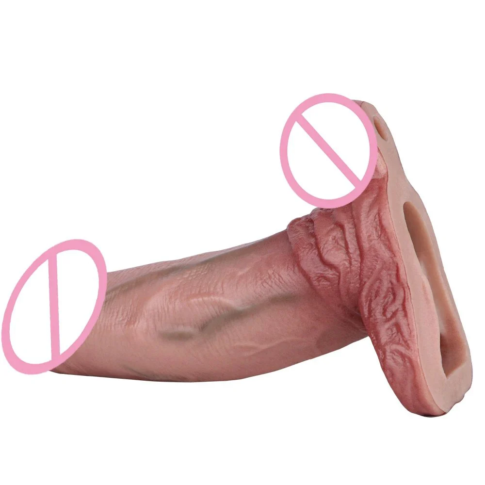 Reusable Realistic Silicone Penis Sleeve Cock Sleeve Extender Penis Ring 6.9 Inch Ultra-Soft Pennis Extender for Couples Sex Toy