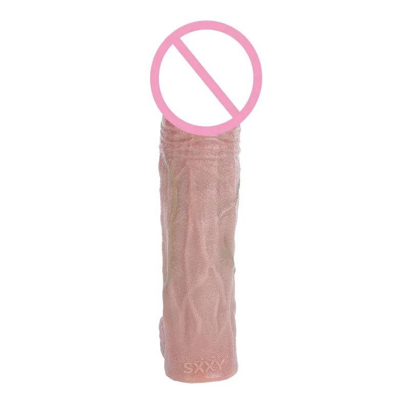 Penis Sleeve Cock Ring Lock Semen Dick Enlarger for Man Sex Toy Soft Cock Ring Penis Enlarger Dick Sleeve Reusable Condoms