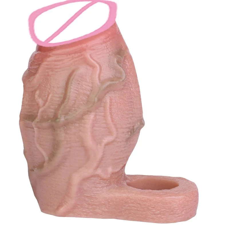 Open-ended Silicone Realistic Sheath With Anti-drop Ring Thick Realistic Penis Sleeve Cock Enlargement Sex Toys for Men