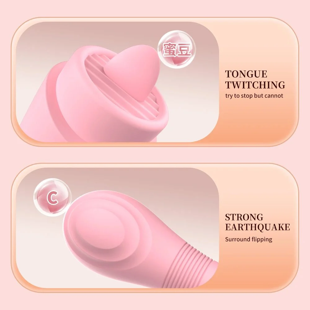 Gelance Double Head Vibrating Tongue Licking Vibrator Soft Silicone USB Charging G-spot Female Masturbation Vibrator