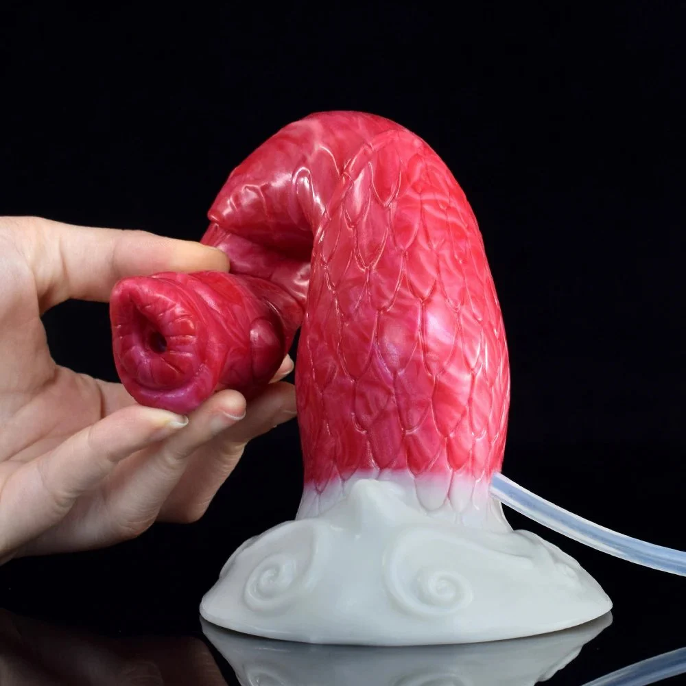 23cm Large Silicone Anal Plug Flame Color Squirting Dildo Simulate Flakes Ejaculating Realistic Sucker Dildo Sex Toys