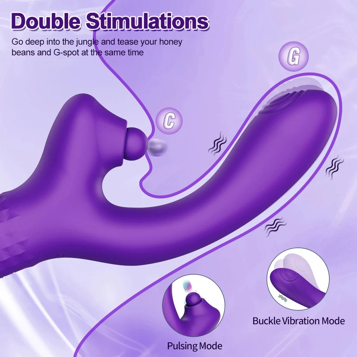 Gelance USB Charging Female Masturbation Vibrator Stick G-Spot & Clitoral Sucking Pat Snap Massage Sucker Dildo V