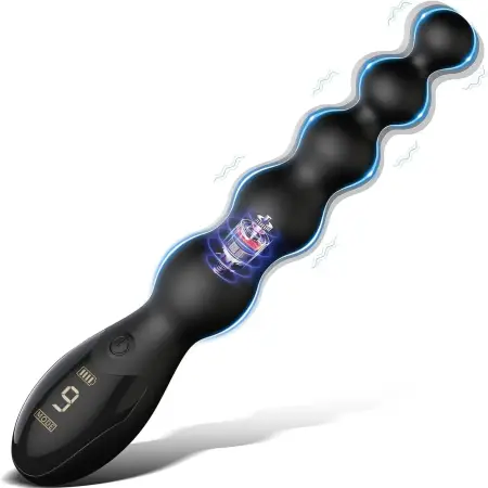 LCD Vibrates Anal Plug Flexible Stimulator Plug Anal Beads Massager Sex Toys for Men and Women Anal Vibrator