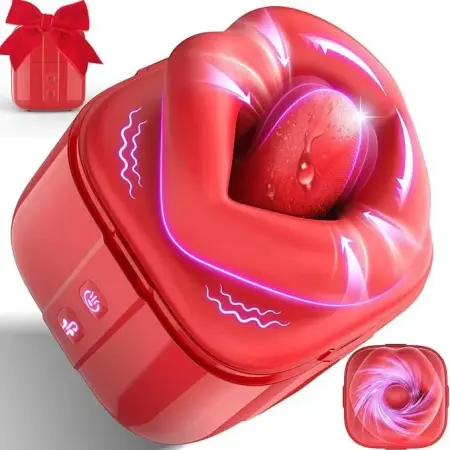 Secret Gift Box Liquid Silicone Sex Toys Big Mouth Tongue Licking Vibrator for Women