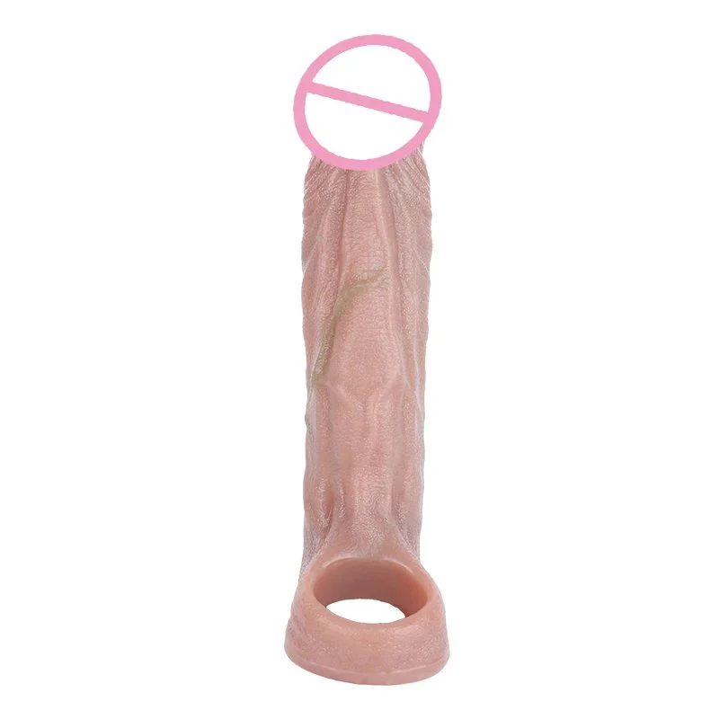 Penis Sleeve Cock Ring Lock Semen Dick Enlarger for Man Sex Toy Soft Cock Ring Penis Enlarger Dick Sleeve Reusable Condoms