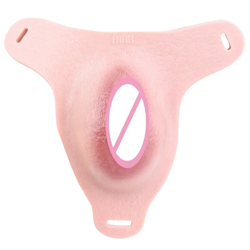 Strap on Silicone Simulated Vagina Chastity Cock Cage SM Sissy Fetish Sex Toy Wearable Hollow Penis Sheath for Men and Gay