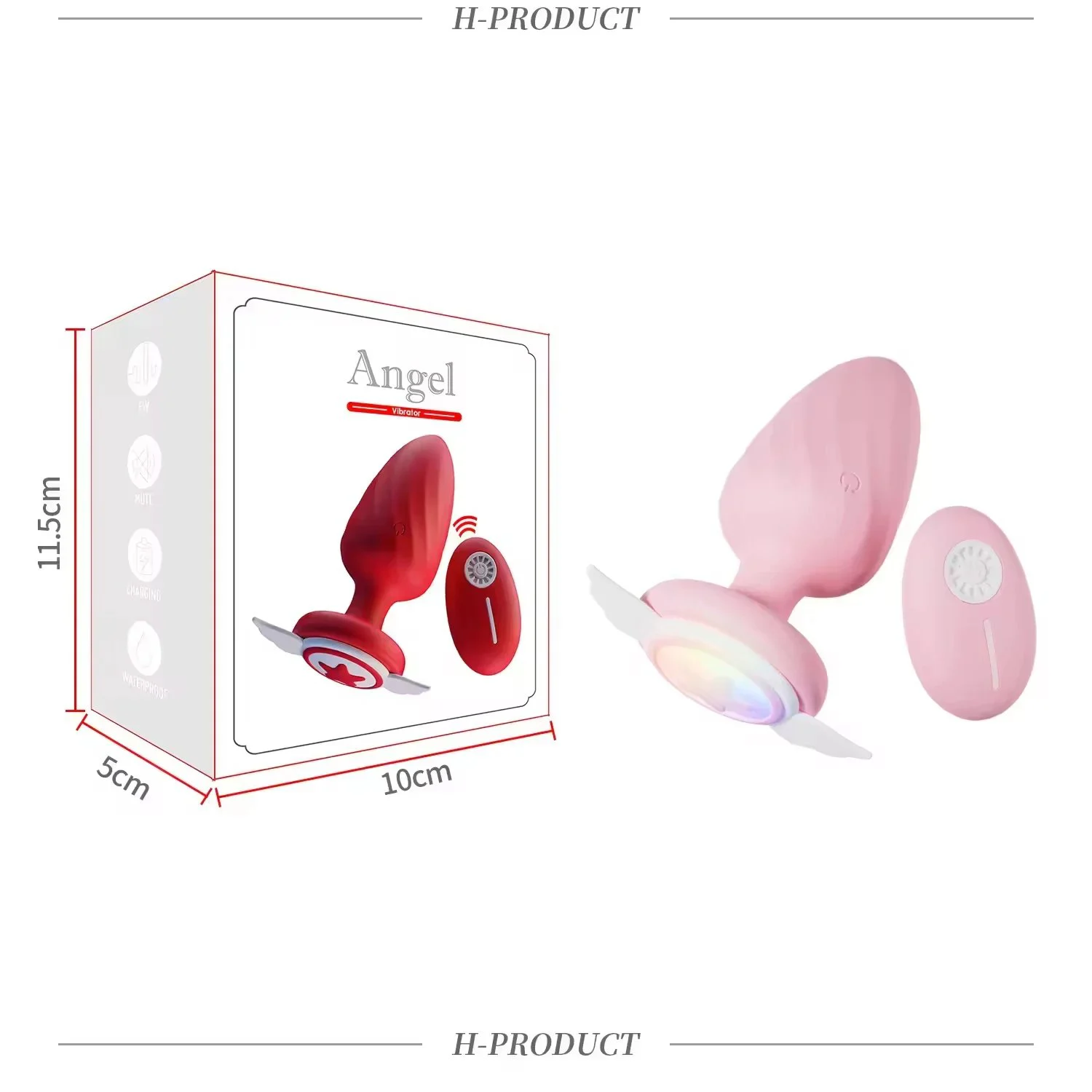 Light Anal Butt Plug Vibrators Remote Control 12 Vibrations Silicone ABS Material Angel Wings Base Fantasy Sex Toys
