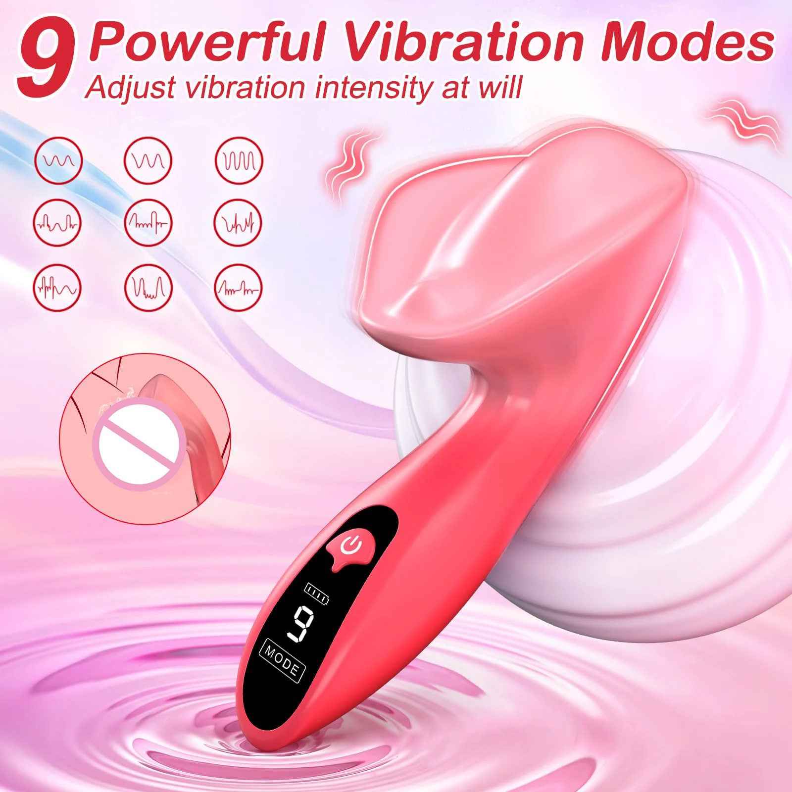 9 Powerful Vibration Modes LCD Display Quiet Mini G Spot Clitoral Vibrators Nipple Stimulation Sex Toys Vibrator Wand for Women