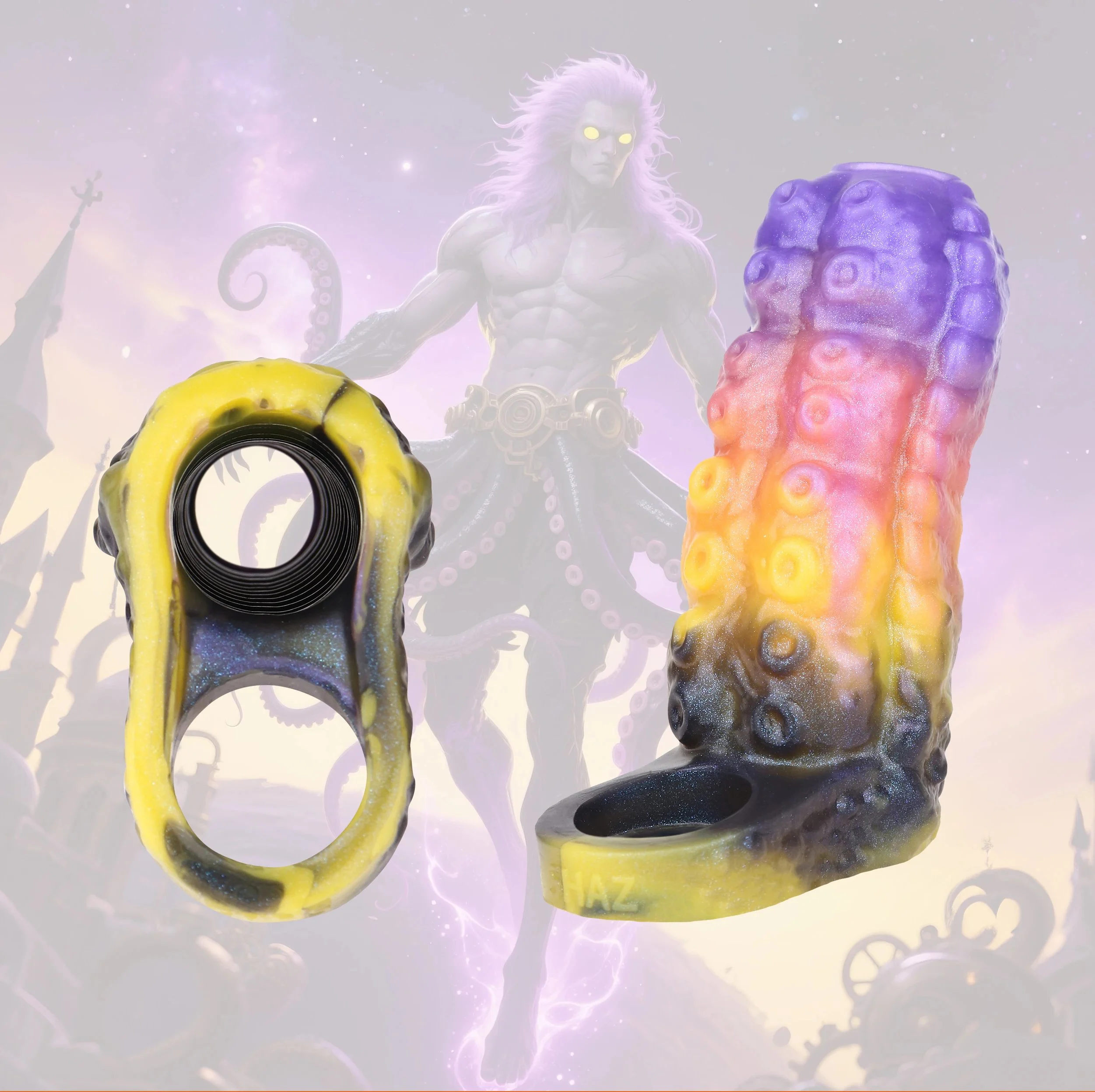 Penis Enlargement Sleeve Fantasy Monster Octopus Dildo Soft Silicone Open Male Penis Extender Sex Toys